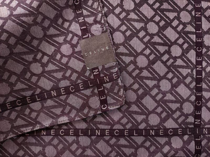 Celine 古董手帕 现代 Logo 图案设计 19.5 x 19.5 英寸 - 手帕/方巾 - 棉．麻 紫色