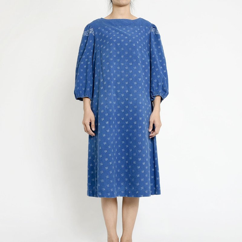 古着洋装 / 日本洋装 / Vintage Dress - 洋装/连衣裙 - 棉．麻 蓝色