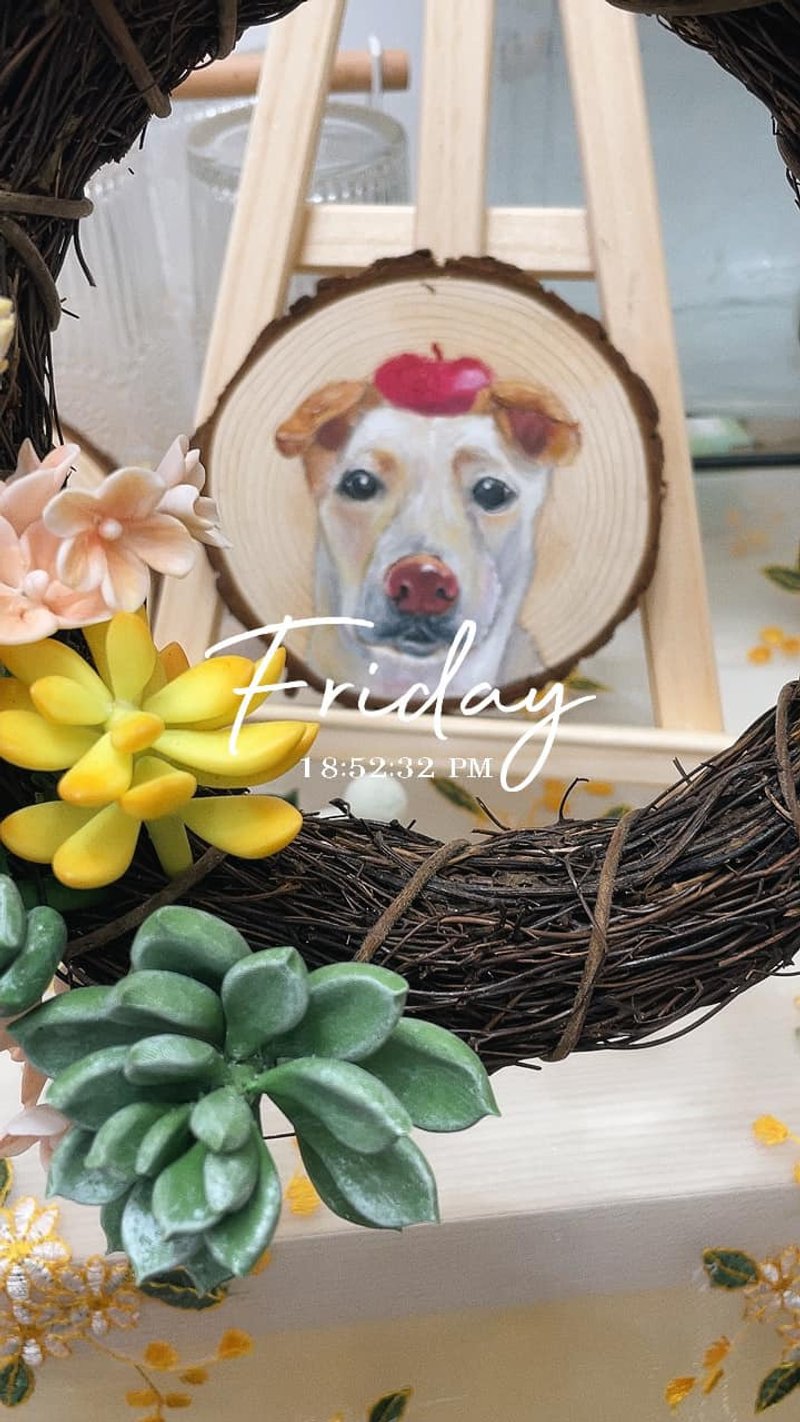 头像宠物肖像/ 定制化图像创作 / 木片 / 压克力/油彩 - 海报/装饰画/版画 - 木头 卡其色