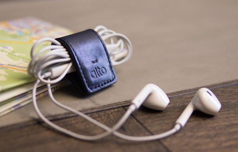 【定制化礼物】皮革多功能收纳夹 / 钞票夹、集线器 -海军蓝 - 证件套/卡套 - 真皮 蓝色