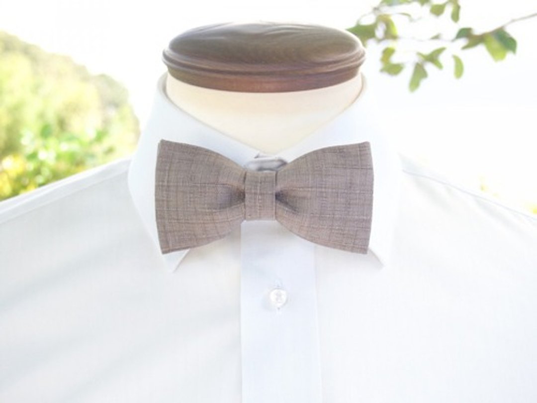 TATAN Japanese style weaving bow tie (gray) - 领结/领巾 - 棉 灰色