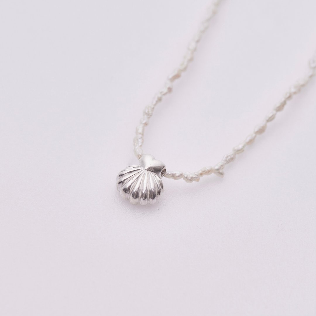 心海贝壳珍珠项链 marineheart necklace with pearls - 项链 - 纯银 
