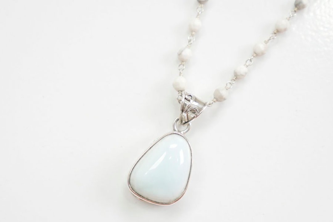 Hemimorphite natural stone long necklace - 长链 - 石头 蓝色