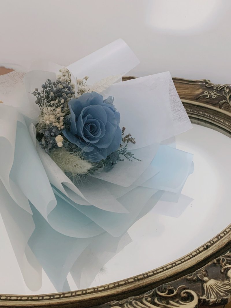 【单支花束】星辰大海 永生玫瑰单支花束/ 蓝色系/ 梦幻感/ 海洋 - 干燥花/捧花 - 植物．花 蓝色