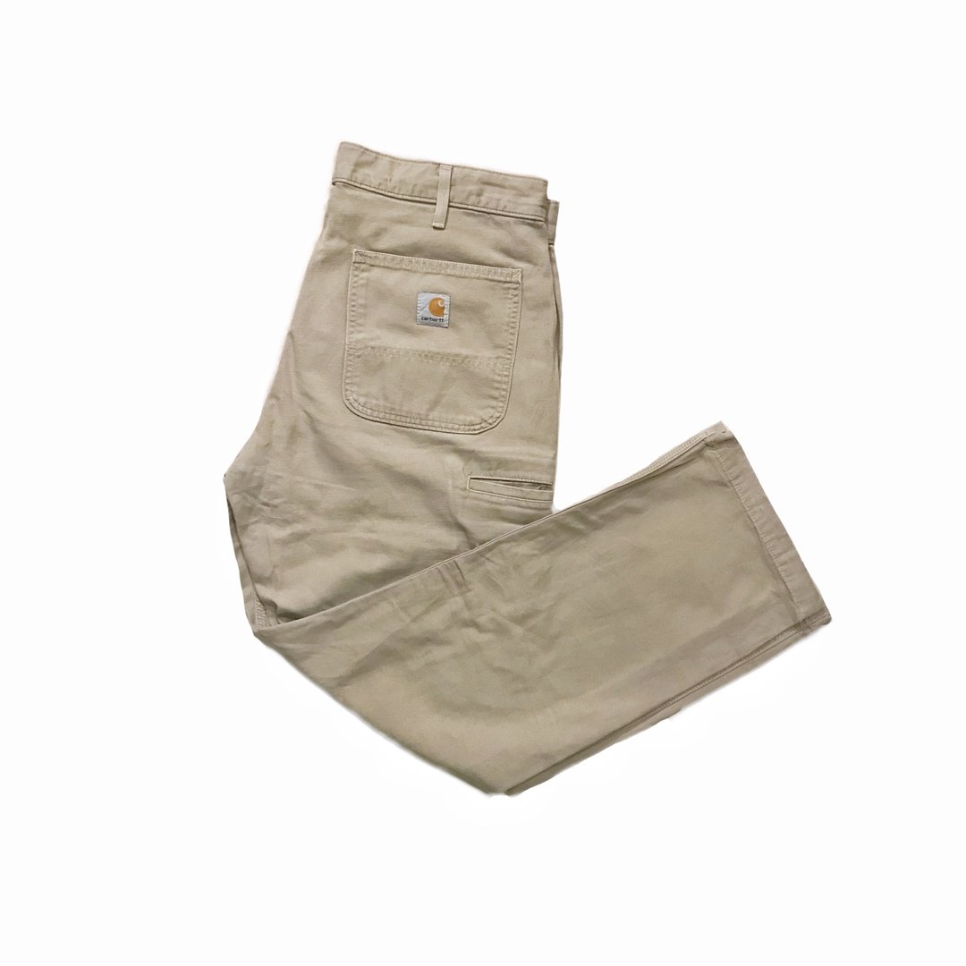 Vintage Carhartt Beige  Workwear Pants 古着卡哈米白色工装裤 - 男士长裤 - 棉．麻 卡其色
