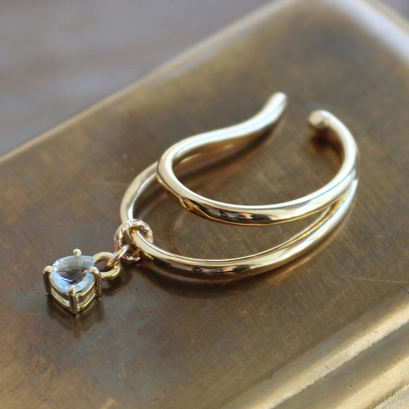 Pinkoi 代购 - ✨三月诞生石✨海蓝宝石<宝石品质，栗色切割>耳夹 - 耳环/耳夹 - 宝石 蓝色