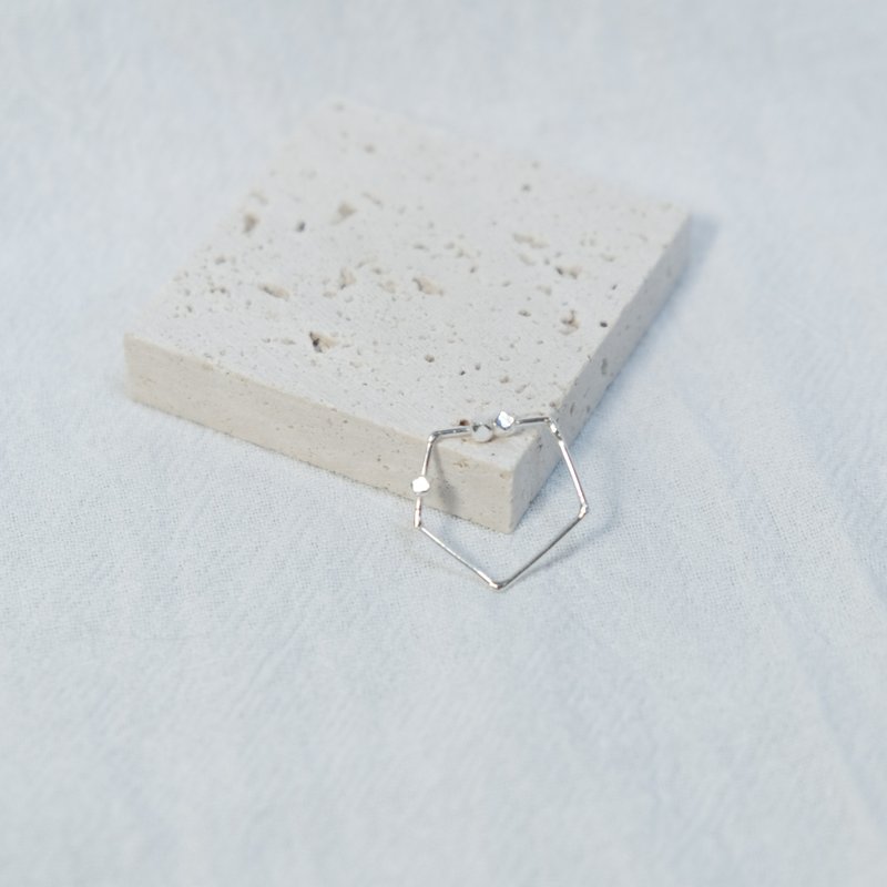 几何五角925纯银戒指 | 尾戒 | 五角碎石 - 戒指 - 纯银 银色