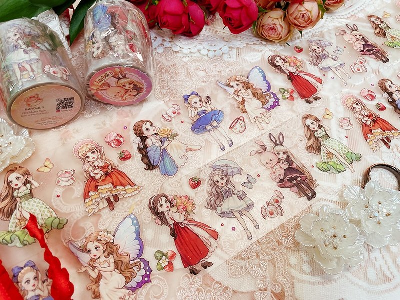 PET_Baby Doll｜水彩手绘角色贴纸 - 纸胶带 - 塑料 