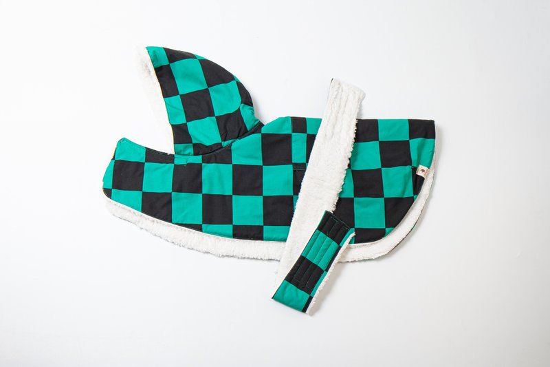 【现货】绿黑方格, M_41, 小飞侠 绒毛 斗蓬 - 冬季最保暖大衣 - 衣/帽 - 棉．麻 绿色