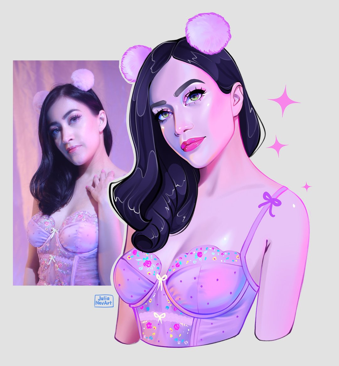 Customized portrait, Digital portrait commission, Cartoon art, Gift for her - 订制画像 - 其他材质 多色