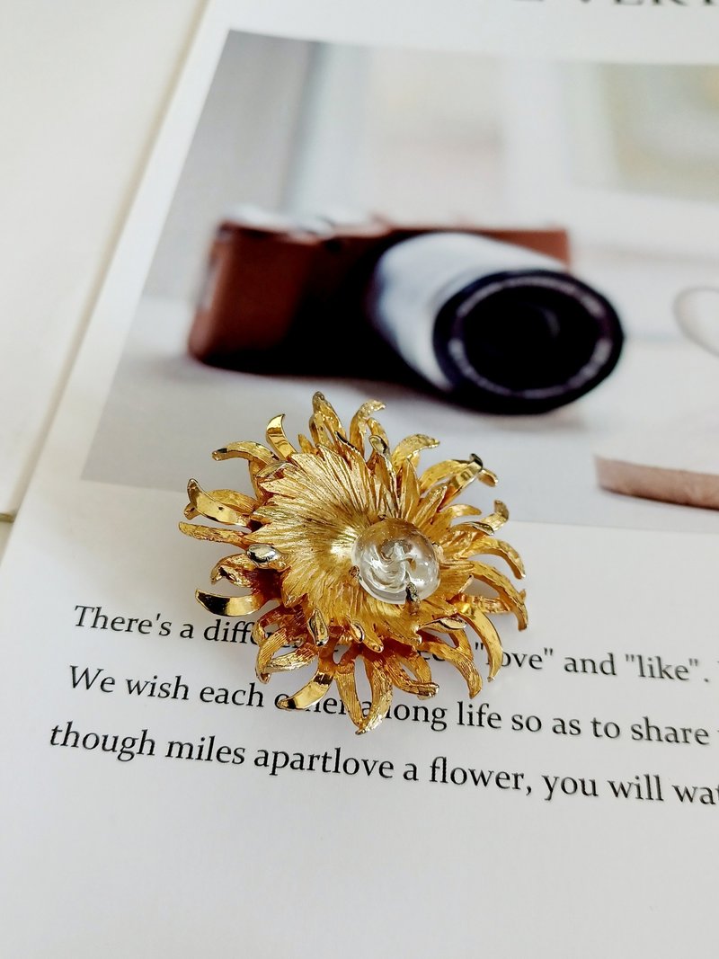 vintage jewelry Benedikt NY 金色海葵 别针 胸针 - 胸针 - 其他金属 