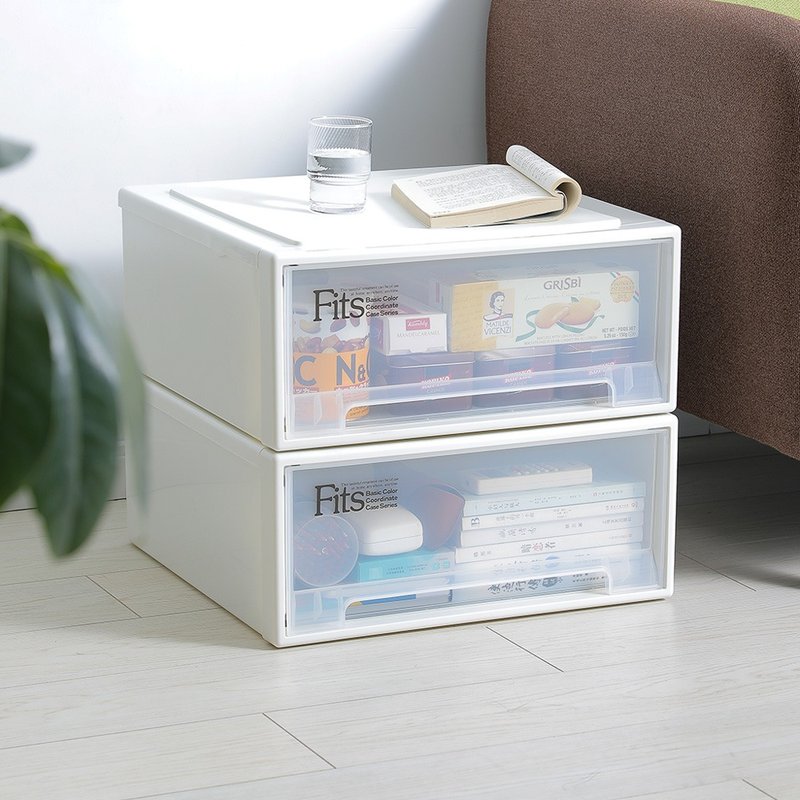 日本天马 Fits 正方45宽单层抽屉箱(透窗)-高20CM-3入 - 收纳用品 - 塑料 白色