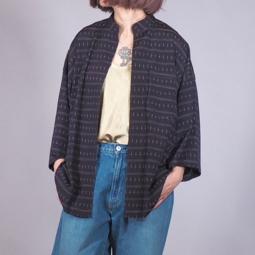 【日本制造】完美夏季和服衬衫、男士衬衫、半袖和服衬衫 - 男装衬衫 - 丝．绢 蓝色