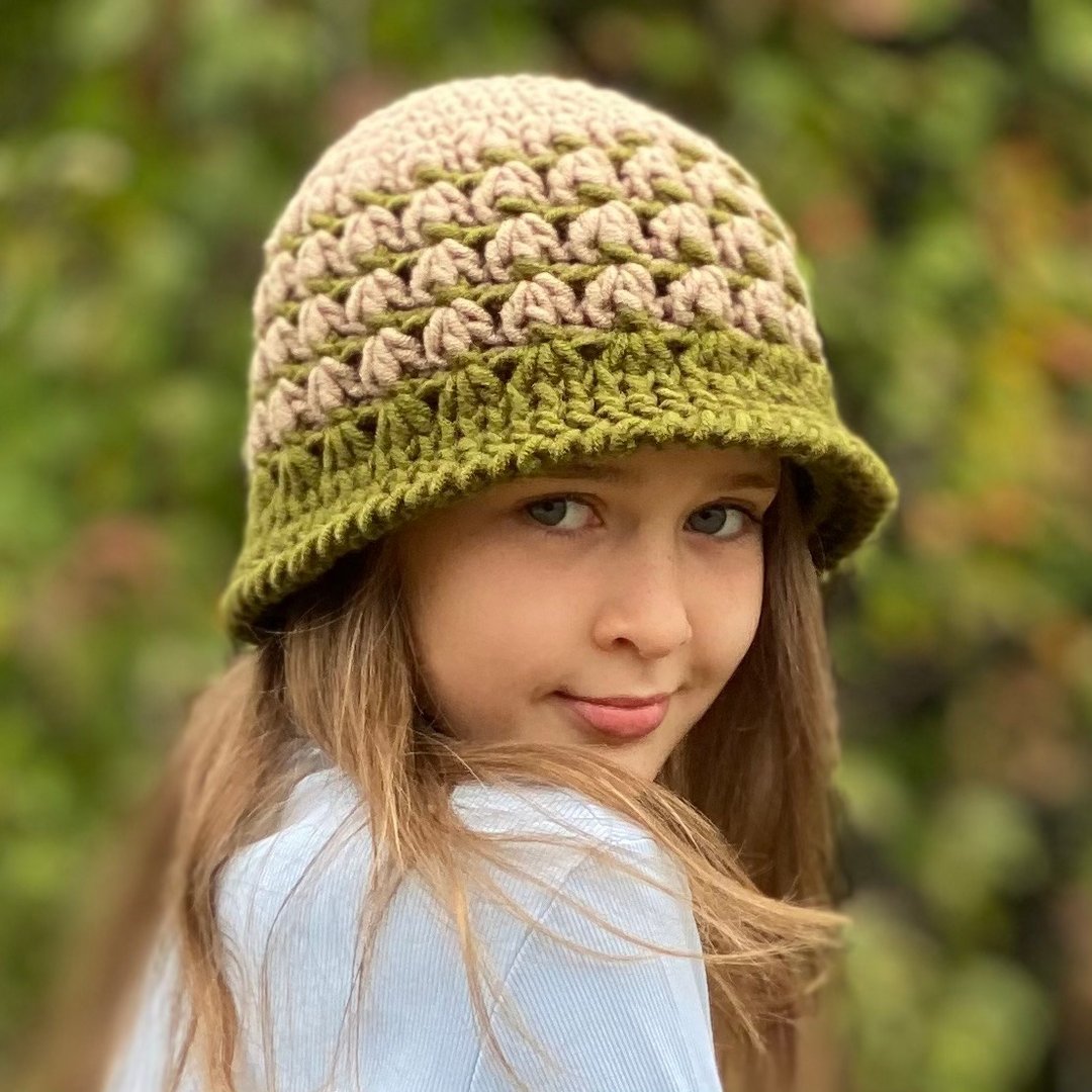 Bucket hat CROCHET PATTERN/The Charlotte Bucket Hat/1-3 years up to adult sizes - 编织/刺绣/羊毛毡/裁缝 - 羊毛 咖啡色