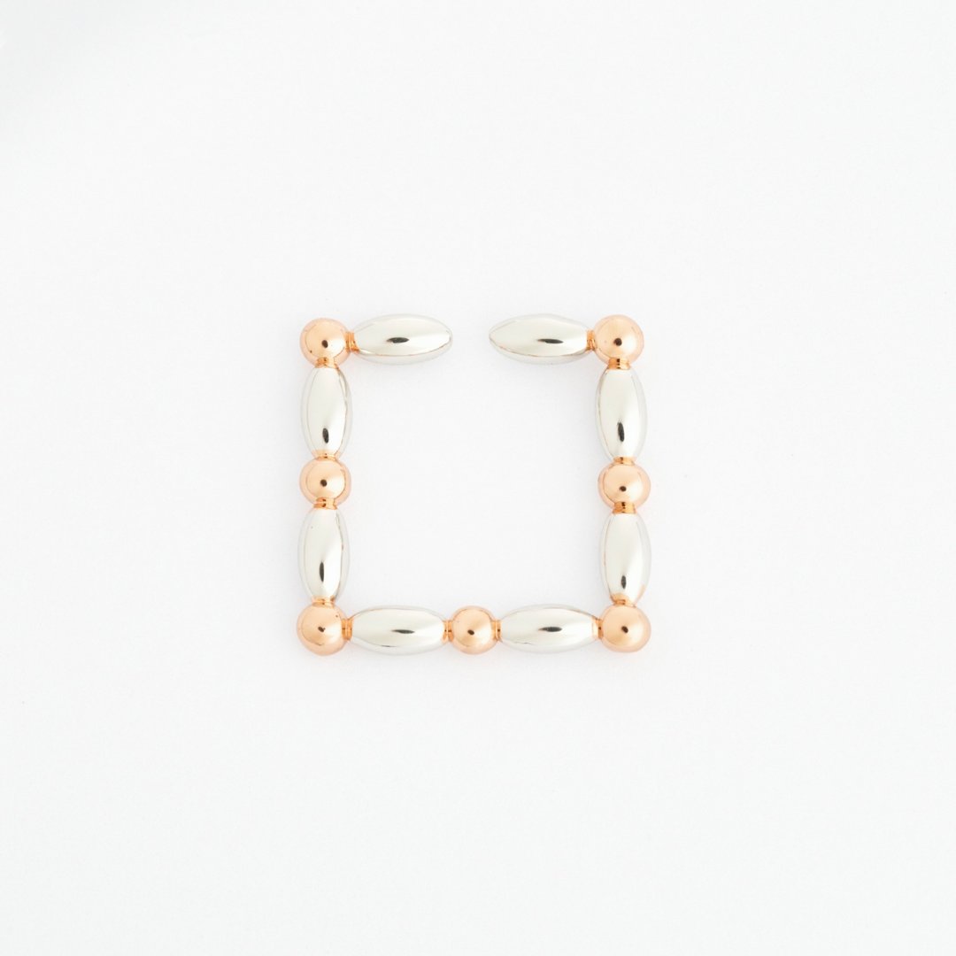 【 2025 新品 】串珠方形耳扣 /  Helena ear cuff 单支 - 耳环/耳夹 - 铜/黄铜 金色