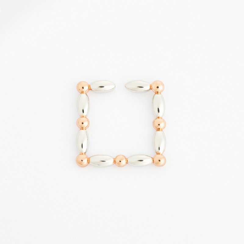 【 2025 新品 】串珠方形耳扣 /  Helena ear cuff 单支 - 耳环/耳夹 - 铜/黄铜 金色