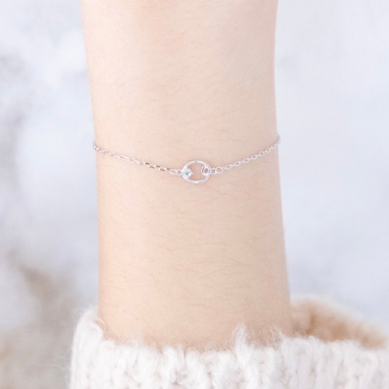 巨蟹座925纯银天然石星座手链 - 手链/手环 - 宝石 银色