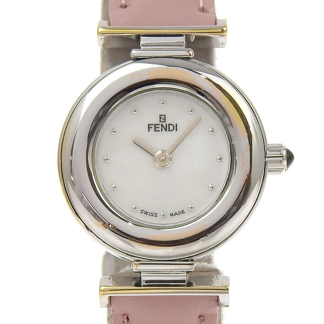 【日本直运】芬迪 FENDI 手表 320L 不锈钢 × 压纹皮革 石英 指针式显示 白色贝壳纹表盘 女仕【二手】 - 女表 - 不锈钢 白色