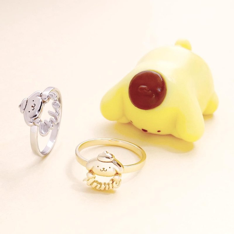 【定制化礼物】My Pompompurin系列-Hello布丁 订制字母纯银戒指 - 戒指 - 纯银 银色