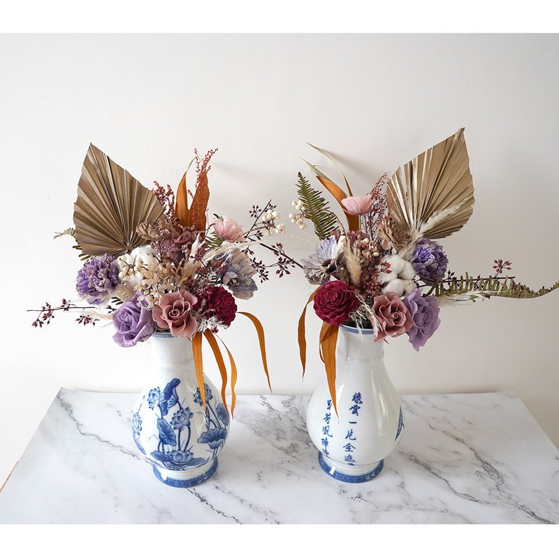 【竒植花物】永生干燥花束 瓶中花 摆宴花束一对 - 画框/相框 - 植物．花 