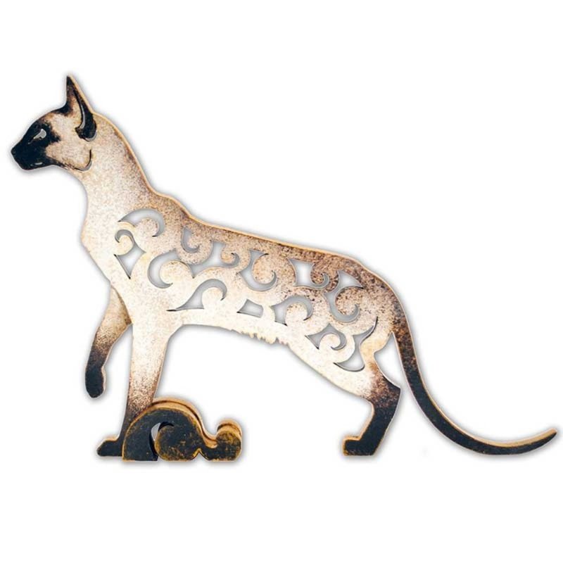 Statuette Siamese cat figurine made of wood - 摆饰 - 木头 