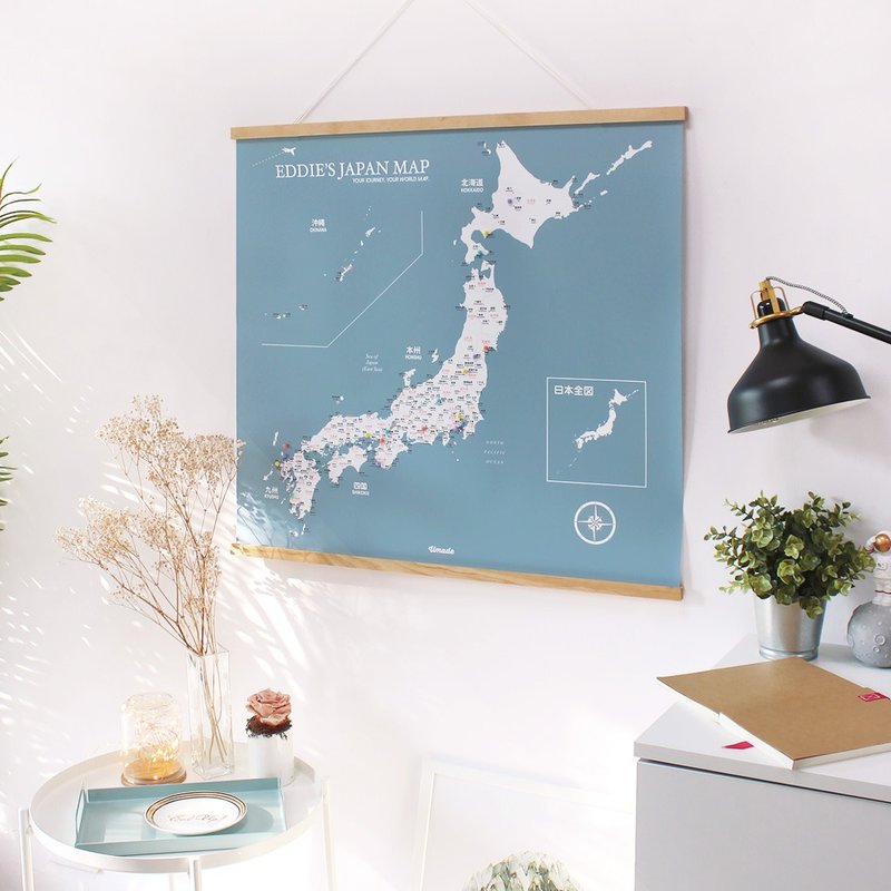 日本地图-专属订制实木框海报-月白灰(定制化礼物) 毕业礼物 - 海报/装饰画/版画 - 纸 灰色