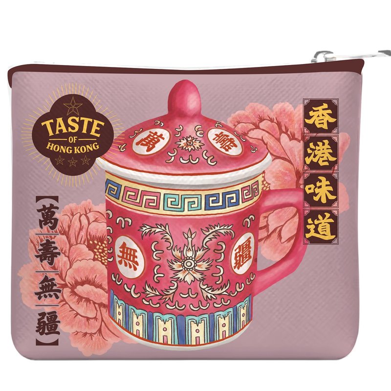 【香港味道】零钱包 - 万寿无疆 - 零钱包 - 棉．麻 粉红色