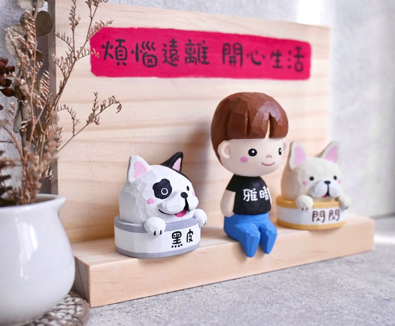 定制化人物公仔 梦想成真 全家福 结婚礼物 手工小木雕 疗愈摆饰 - 玩偶/公仔 - 木头 红色