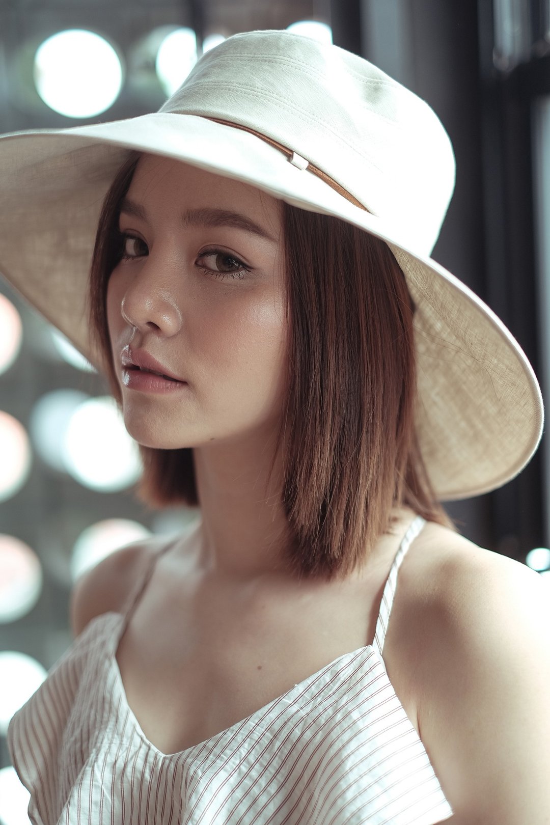 Linen sun hat, Color Cream, Summer, Wide brim sun hat, Floppy hat, Color Cream - 帽子 - 棉 多色