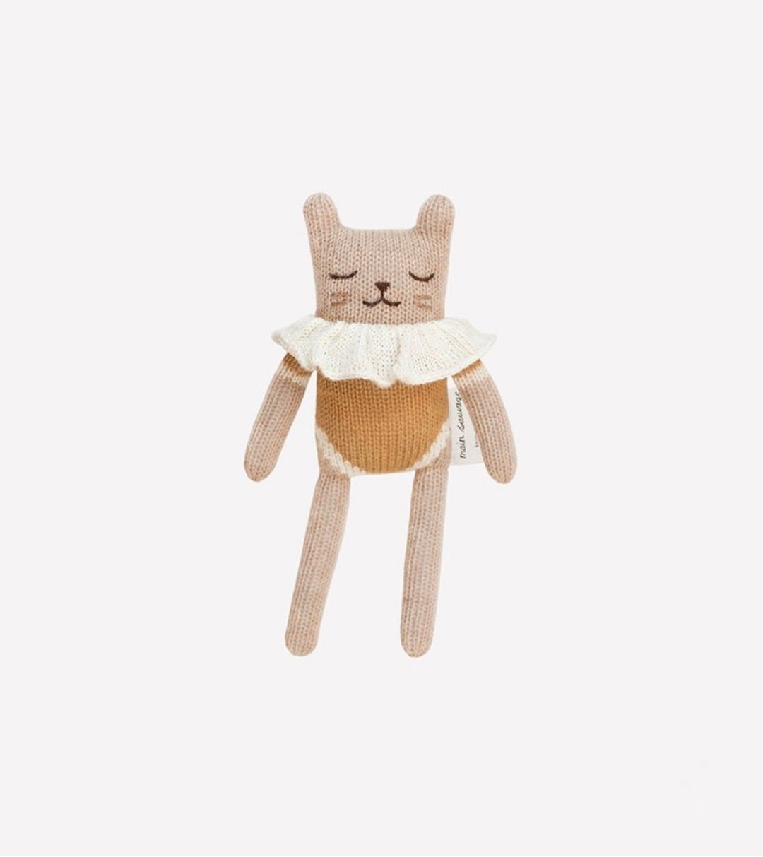 小猫针织玩具/赭色连身衣 - 玩具/玩偶 - 羊毛 