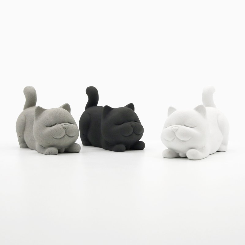Lying CAT Aroma stone I 趴趴福猫扩香石 I 水泥材质 I 附精油－ - 香薰/精油/线香 - 水泥 灰色
