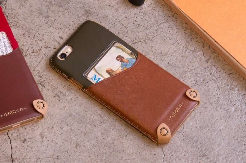 iPhone 6/6S / 4.7寸 极简系列双色皮革保护套 - 军绿/淡巧克力棕 - 其他 - 真皮 