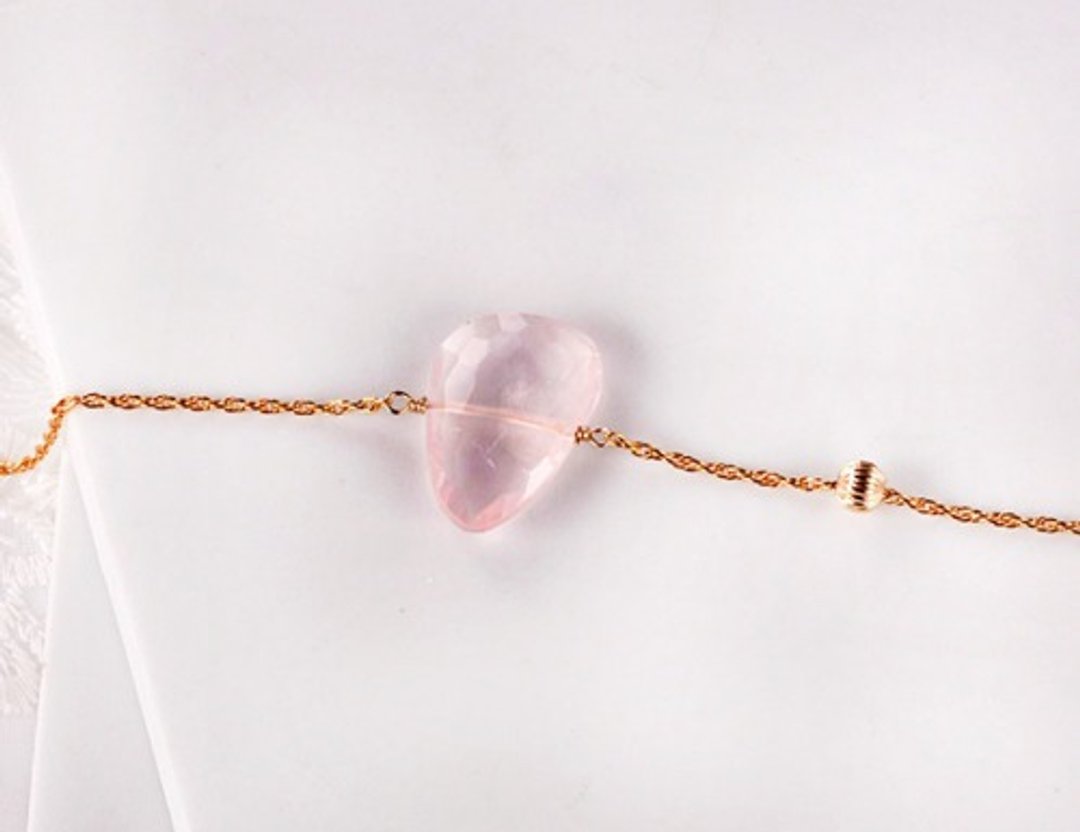 High Quality Large Fancy Cut Rose Quartz Bracelet - 耳环/耳夹 - 宝石 