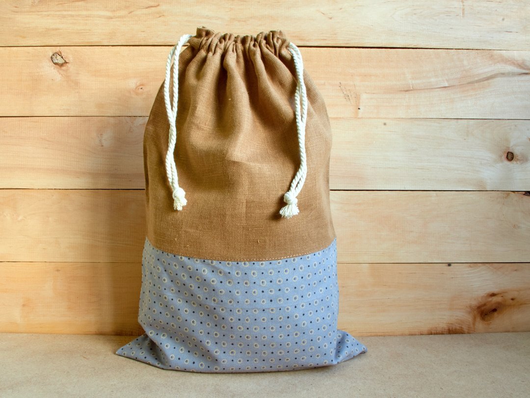 Linen Reusable Drawstring Sourdough Bread Bag, Cottage Style, Gift for Mom - 调味罐/酱料瓶 - 亚麻 灰色