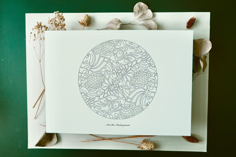 大人的着色图ON.3/A4线稿/居家摆饰/挂画/海报/DIY着色/灵性 - 海报/装饰画/版画 - 纸 灰色