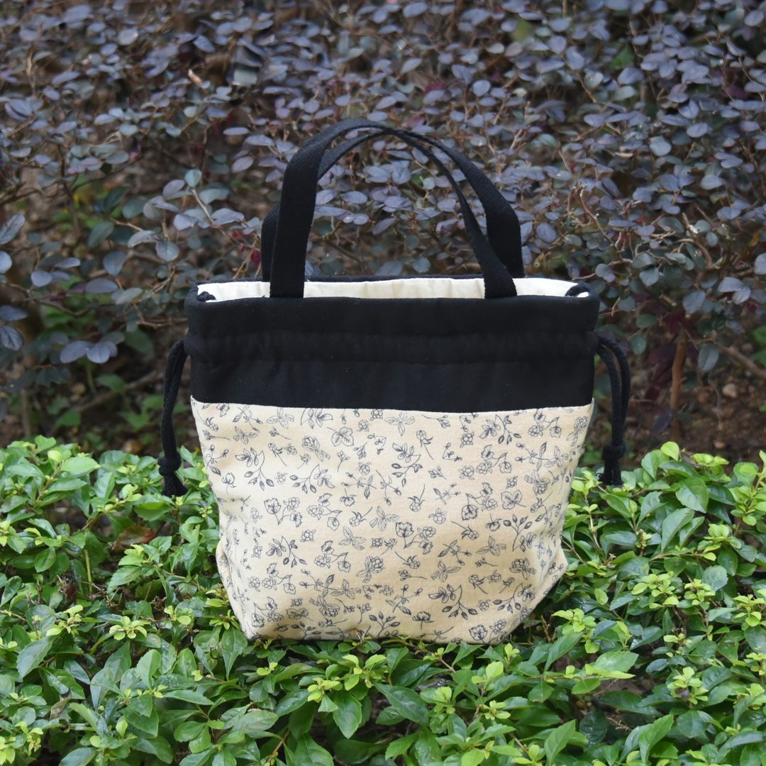 三合一肩背/斜背/手提束口水桶包 ~  田园小花 (A103) RS - 侧背包/斜挎包 - 棉．麻 卡其色