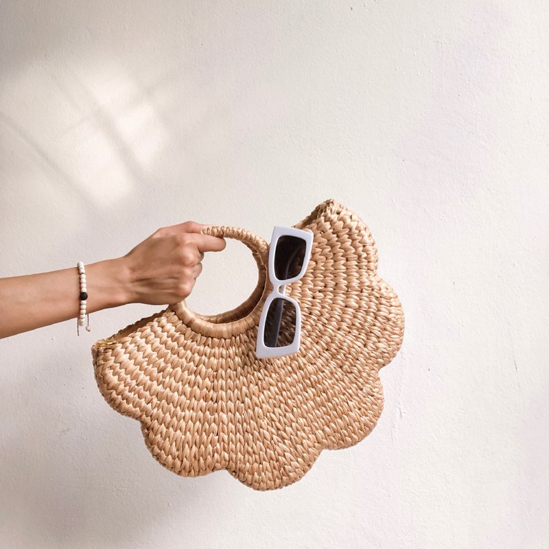Daisy 花形草编包 - 手提包/手提袋 - 植物．花 卡其色