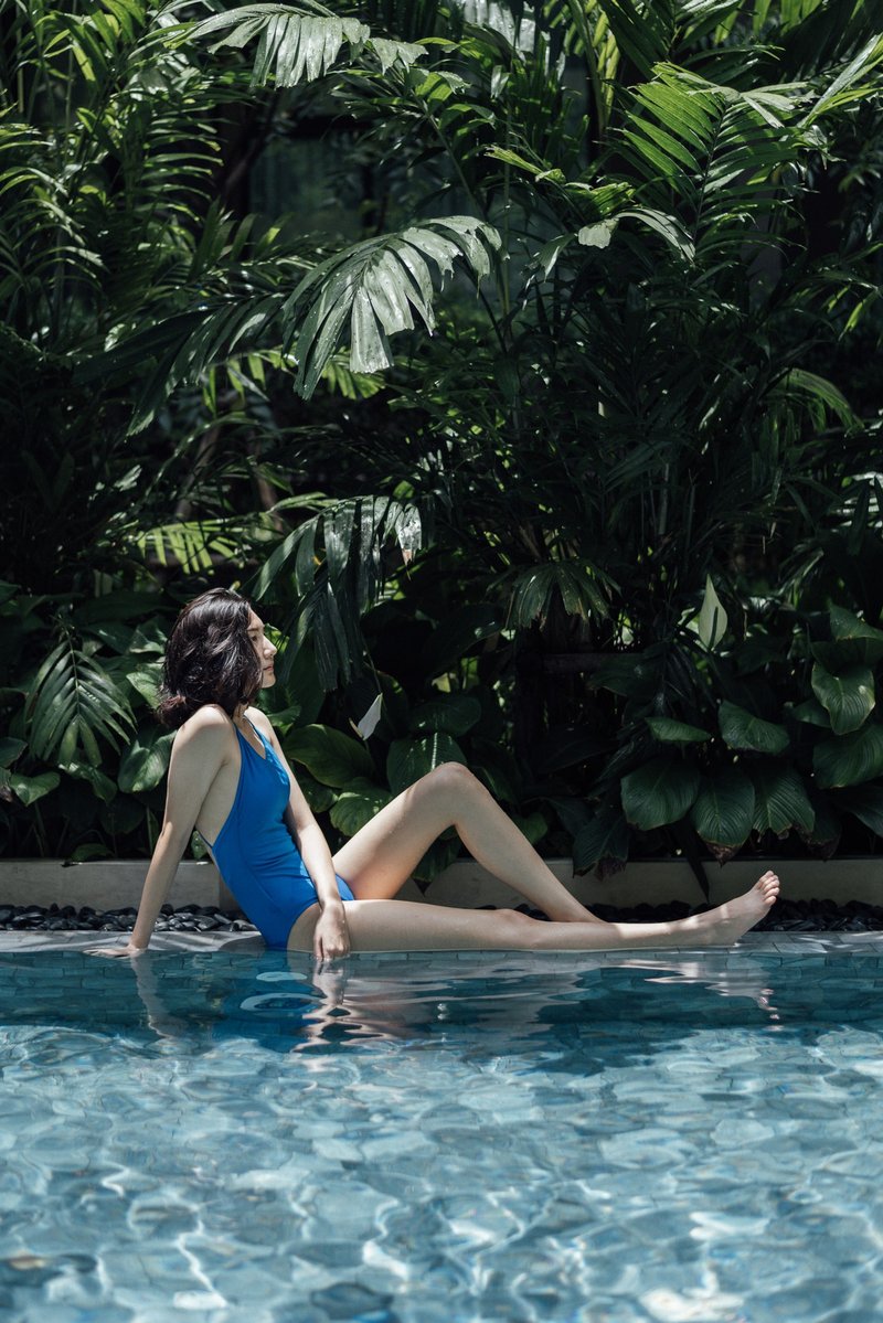 性感甜美交叉露背连身泳装/宝蓝色 (Size L) / Swimwear - 女装泳衣/比基尼 - 纸 蓝色