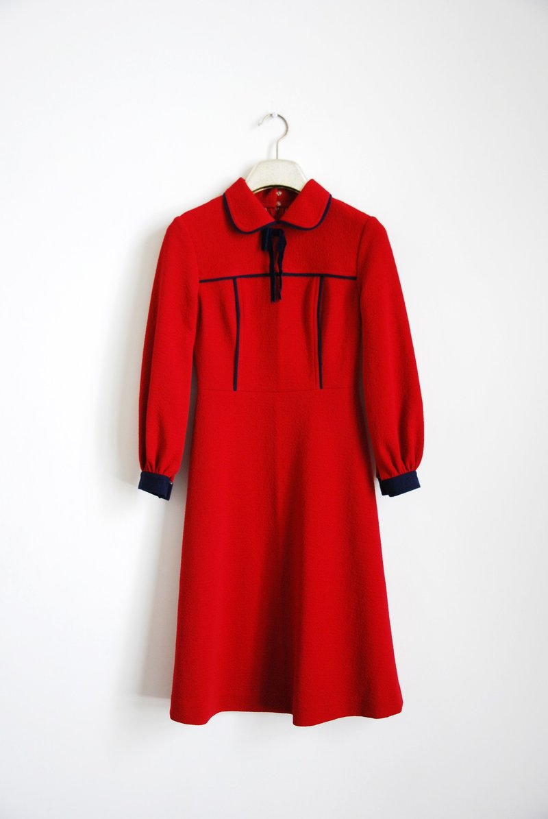 南瓜Vintage。古着绑结厚料洋装 - 洋装/连衣裙 - 其他材质 