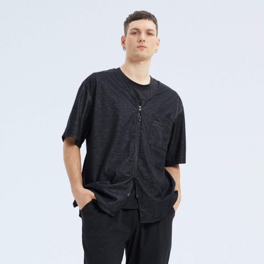 SPORTSWEAR - 宽袖口袋外套-黑色 - 男装外套 - 聚酯纤维 黑色