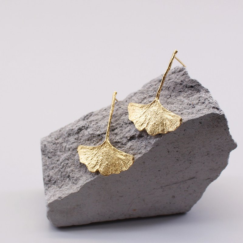 银杏 纯银耳环 18K镀金耳环 夹式耳环 三色 - 耳环/耳夹 - 纯银 银色