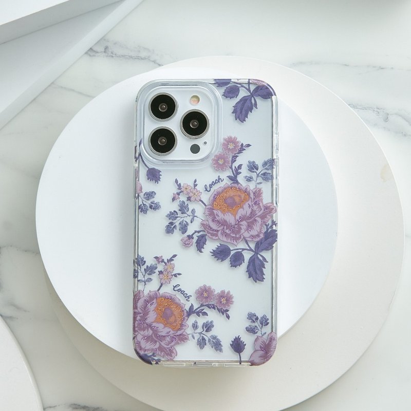 【COACH】iPhone 13系列 精品手机防摔保护壳-牡丹 - 手机壳/手机套 - 塑料 透明