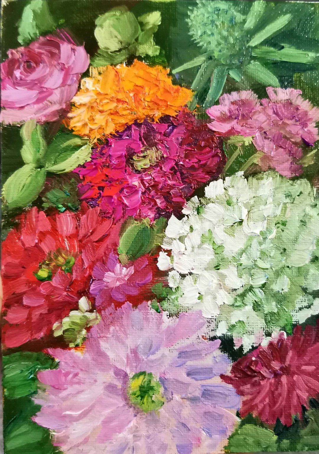 Flowers Oil Original Painting Red White Flowers Art Original 花卉油画原版 - 海报/装饰画/版画 - 其他材质 多色