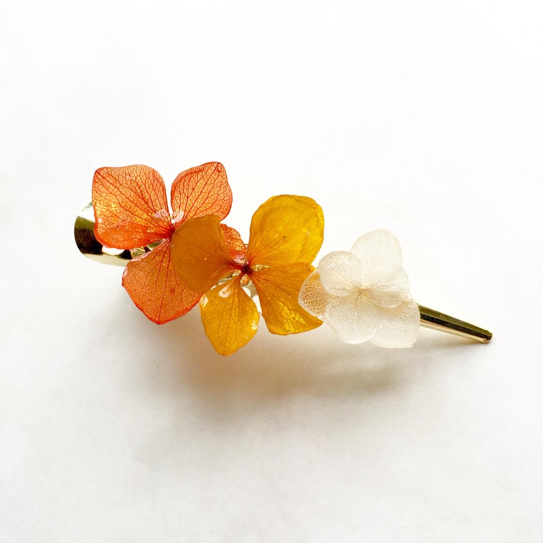 Hydrangea hair clip - 发饰 - 植物．花 橘色