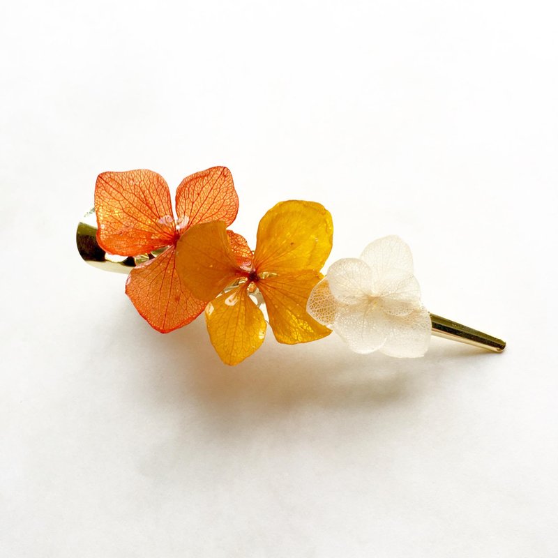 Hydrangea hair clip - 发饰 - 植物．花 橘色