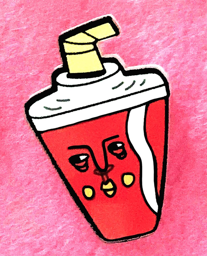 Isatisse眼袋女孩可乐别针 - 胸针 - 压克力 多色