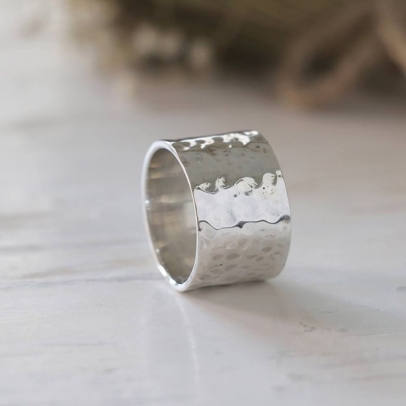hammering stamps craft ring minimal girl handmade lady women silver urban chic - 戒指 - 其他金属 银色