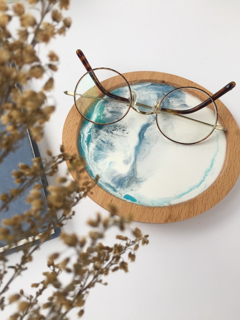 【白浪海・木制トレイ小碟・小盘子】15cm - 收纳用品 - 木头 蓝色