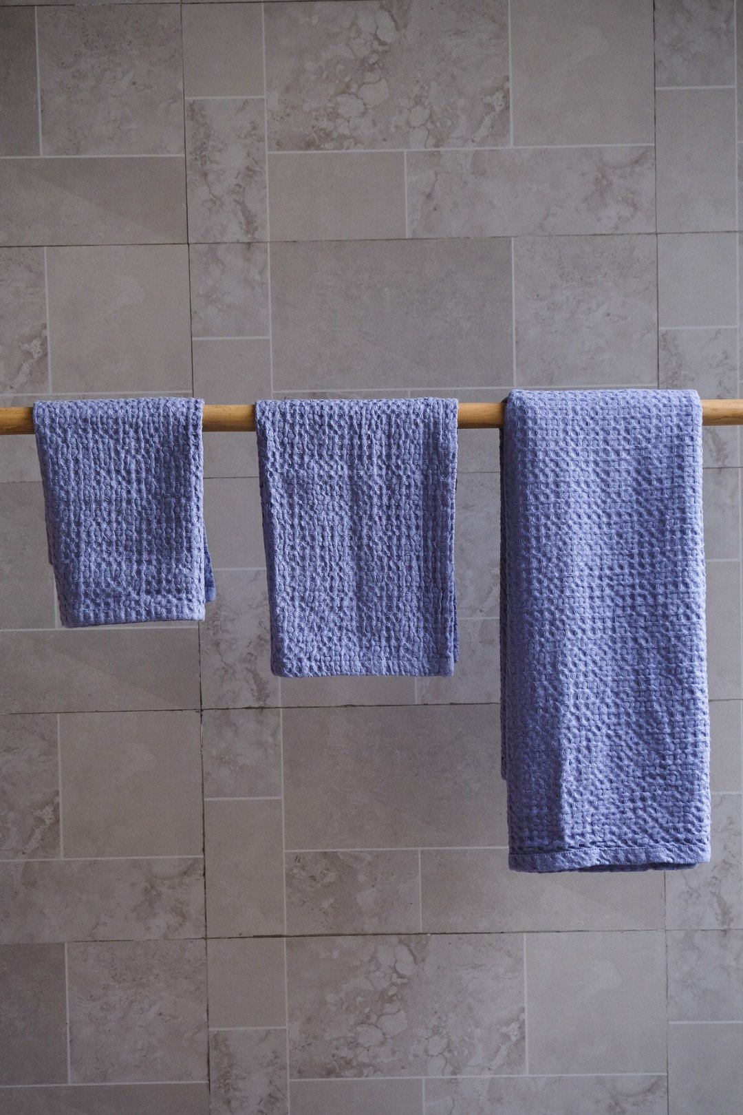 Lavender waffle linen bath towels / Linen bath towel set  / Organic flax - 毛巾浴巾 - 亚麻 紫色