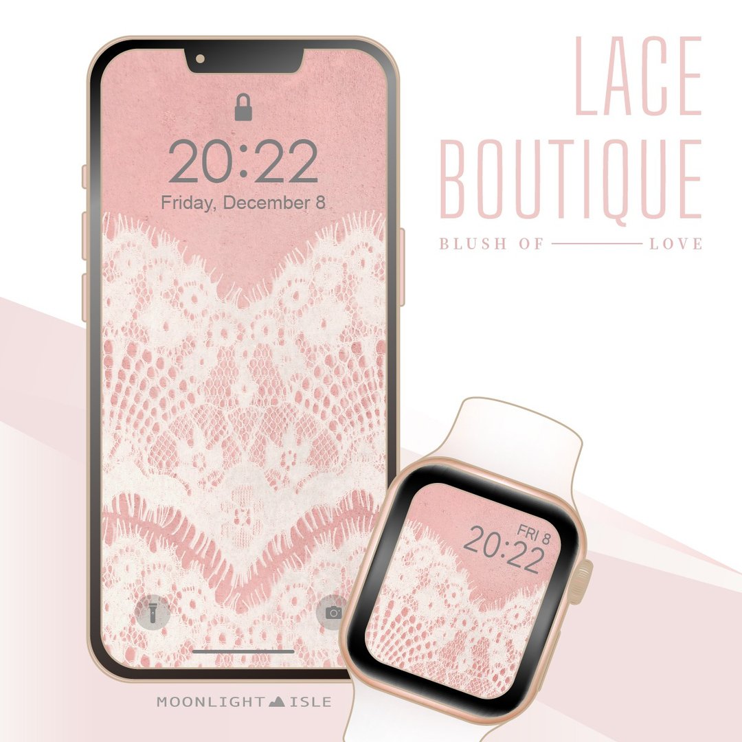 Lace Boutique |蜜桃色浪漫古典蕾丝花边手机+表面壁纸组| 数位 - 电脑手机桌布/贴图/App 图示 - 其他材质 